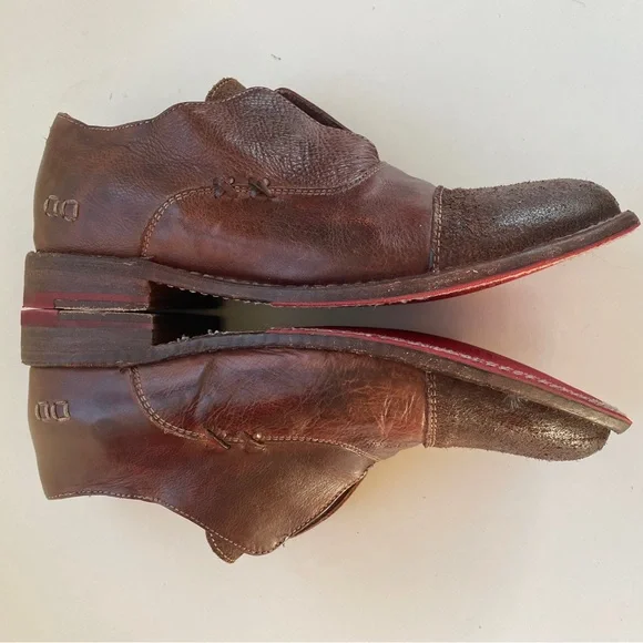 Bed Stu Rose Cap Toe Oxford Distressed Brown Leather Laceless 8.5 - Picture 8 of 10
